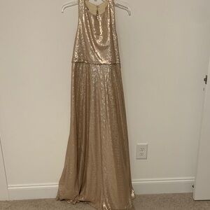 JJ’s House size 8 long formal  Sequin Sleeveless Gown NWT.